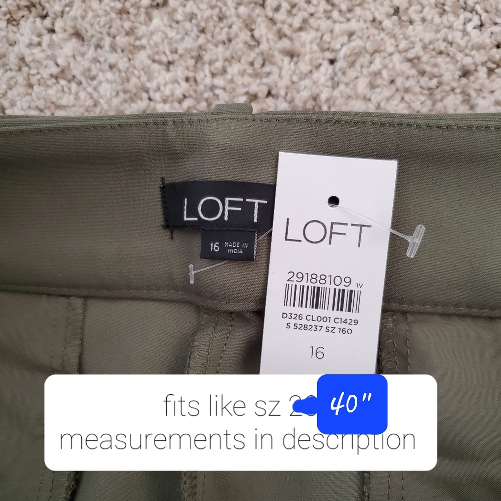 LOFT tie waist tailored mid rise shorts, 40", green - Picture 5 of 8
